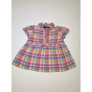 Ralph Lauren Baby Plaid Dress 12M Ruffle Detail